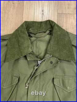 Vintage US Army M1951 Military Field Jacket Uniform Coat Size Large Added Collar