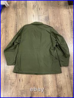 Vintage US Army M1951 Military Field Jacket Uniform Coat Size Large Added Collar