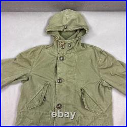 Vintage US Military Overcoat Parka Small Green Talon 1951 Korean War Air Force
