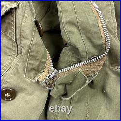 Vintage US Military Overcoat Parka Small Green Talon 1951 Korean War Air Force