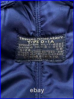 Vintage USAF Flight Trousers D-1A Sky Blue Korean War Era Sigmund Eisner 36