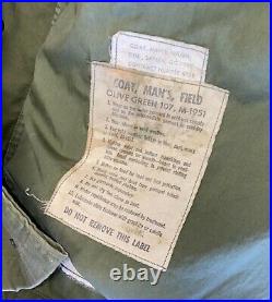 Vintage USMC Korean War M-1951 Men's Field Coat Size Regular With Hood