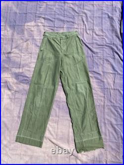 Vintage USMC P56 P58 Cotton Sateen Fatigue Pants 27.5 x33 Korean War WW2 stencil