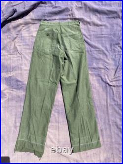 Vintage USMC P56 P58 Cotton Sateen Fatigue Pants 27.5 x33 Korean War WW2 stencil