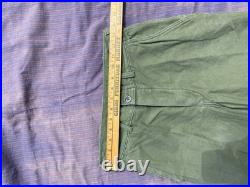 Vintage USMC P56 P58 Cotton Sateen Fatigue Pants 27.5 x33 Korean War WW2 stencil