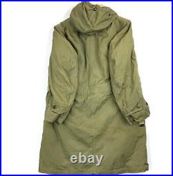 Vintage Us Military Pile Lined Overcoat Parka Jacket Medium Green 1952