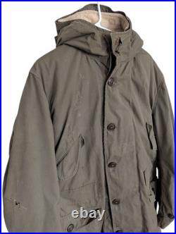 Vintage Usaf M51 Overcoat Parka With Pile Liner 1950 Korean War XL