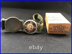 Vintage WALTHAM WATCH Model 1949 Wrist Compass with Box MILITARY PILOT Korean War