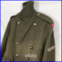 Vintage Wool Great Coat Army Canada 1952 Korean War Era PPCLI Size L/XL