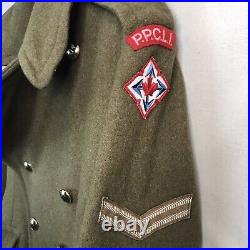 Vintage Wool Great Coat Army Canada 1952 Korean War Era PPCLI Size L/XL