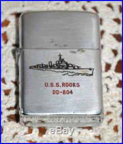 Vintage Zippo Lighter U. S. S. Rooks DD-804 Battleship Destroyer WWII/ Korean War