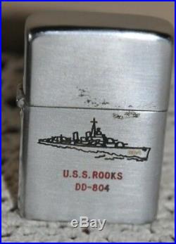 Vintage Zippo Lighter U. S. S. Rooks DD-804 Battleship Destroyer WWII/ Korean War