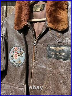 Vintage wwii korean war g-1 flight jacket leather buaer star sportswear 40 USN