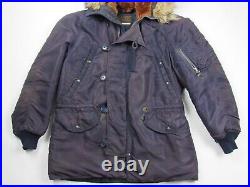 Vtg 1950's US Air Force N-3A Snorkel Parka Sz S Blue Fur Hood USAF Flight Jacket