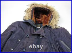 Vtg 1950's US Air Force N-3A Snorkel Parka Sz S Blue Fur Hood USAF Flight Jacket