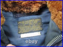 Vtg 1950's US Air Force N-3A Snorkel Parka Sz S Blue Fur Hood USAF Flight Jacket