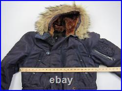 Vtg 1950's US Air Force N-3A Snorkel Parka Sz S Blue Fur Hood USAF Flight Jacket