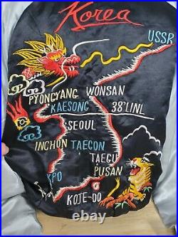 Vtg 1950s Japan Embroidered Reversible Jacket Korean War Era Tiger, Dragon