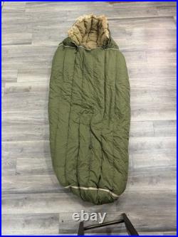 Vtg 1950s Korean War Era US Military Casualty Down Sleeping Bag Fur Lined Hood