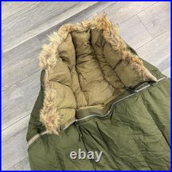 Vtg 1950s Korean War Era US Military Casualty Down Sleeping Bag Fur Lined Hood