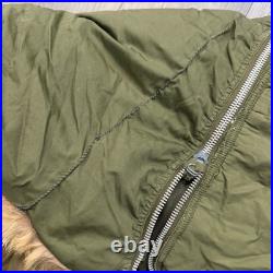 Vtg 1950s Korean War Era US Military Casualty Down Sleeping Bag Fur Lined Hood
