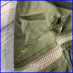 Vtg 1950s Korean War Era US Military Casualty Down Sleeping Bag Fur Lined Hood