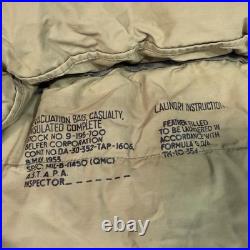 Vtg 1950s Korean War Era US Military Casualty Down Sleeping Bag Fur Lined Hood