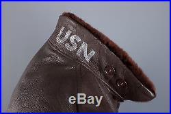 Vtg 1950s Korean War Navy G-1 Goatskin Leather Flight Jacket sz L 44 50s #1436