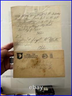 Vtg 1950s Korean War Soldier Lot Cards Dog Tag Patches Letters to Mom Nara Japan