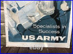 Vtg 1950s Post Korean War U. S. Army Recruiting Metal Sign 39 x25 Rare Military