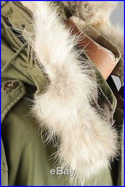 Vtg 1951 Dated Korean War US Army Fish Tail M-51 Parka Wolf Fur Hood sz M #2180