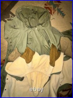 Vtg 1951 Military USAF M51 OVERCOAT PARKA WITH PILE LINER 1951 KOREAN WAR SMALL