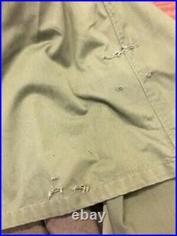 Vtg 40s 50s Korean War OD Green US Army Overcoat Mens M Wool Liner Jacket Trench