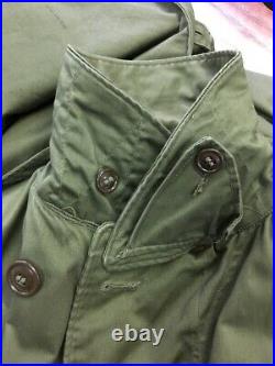 Vtg 40s 50s Korean War OD Green US Army Overcoat Mens M Wool Liner Jacket Trench