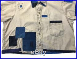 Vtg 50's Korean War M-1949 Japanese Boro Indigo Sashiko Patchwork Khaki Shirt