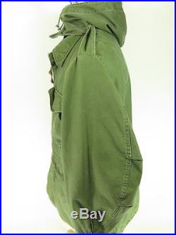 Vtg 50s Korean War M-1951 FIELD JACKET COAT L L US Military Olive Green HOODED