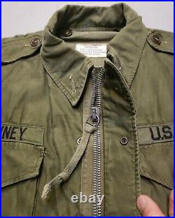 Vtg 50s Korean War M-51 US Army Military Field Coat Jacket Named Sz Medium NICE