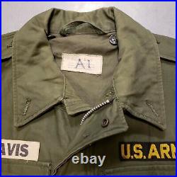 Vtg 50s Korean War M-51 US Army Military Field Coat Jacket Named Sz Small NICE