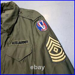 Vtg 50s Korean War M-51 US Army Military Field Coat Jacket w Patches Sz L NICE