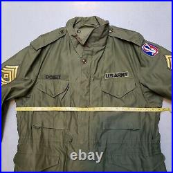 Vtg 50s Korean War M-51 US Army Military Field Coat Jacket w Patches Sz L NICE