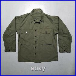 Vtg 50s Korean War US Army Marines Navy HBT Shirt Jacket Gas Flap Sz 38R NICE