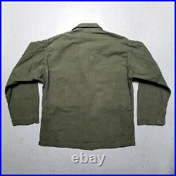 Vtg 50s Korean War US Army Marines Navy HBT Shirt Jacket Gas Flap Sz 38R NICE