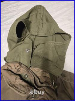 Vtg 50s Military Korean War M-1951 Field Jacket W Liner & Hood Mens Large Coat