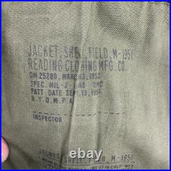 Vtg 50s US Military M-1951 M51 Field Jacket Olive Green OG-107 No Liner Sm 1952