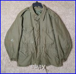 Vtg 50s US Military M-1955 Field Jacket Olive Shade 107 With Liner Short Medium
