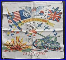 Vtg Hand Painted Trench Art SCARF Returned From HELL Taegu KOREA War Souvenir