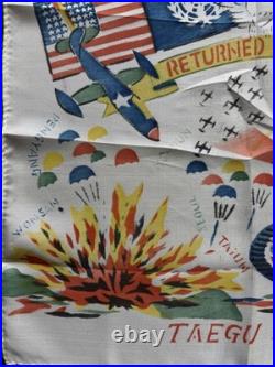 Vtg Hand Painted Trench Art SCARF Returned From HELL Taegu KOREA War Souvenir