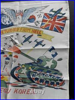 Vtg Hand Painted Trench Art SCARF Returned From HELL Taegu KOREA War Souvenir