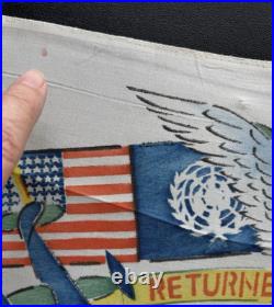 Vtg Hand Painted Trench Art SCARF Returned From HELL Taegu KOREA War Souvenir