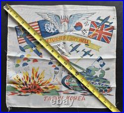 Vtg Hand Painted Trench Art SCARF Returned From HELL Taegu KOREA War Souvenir